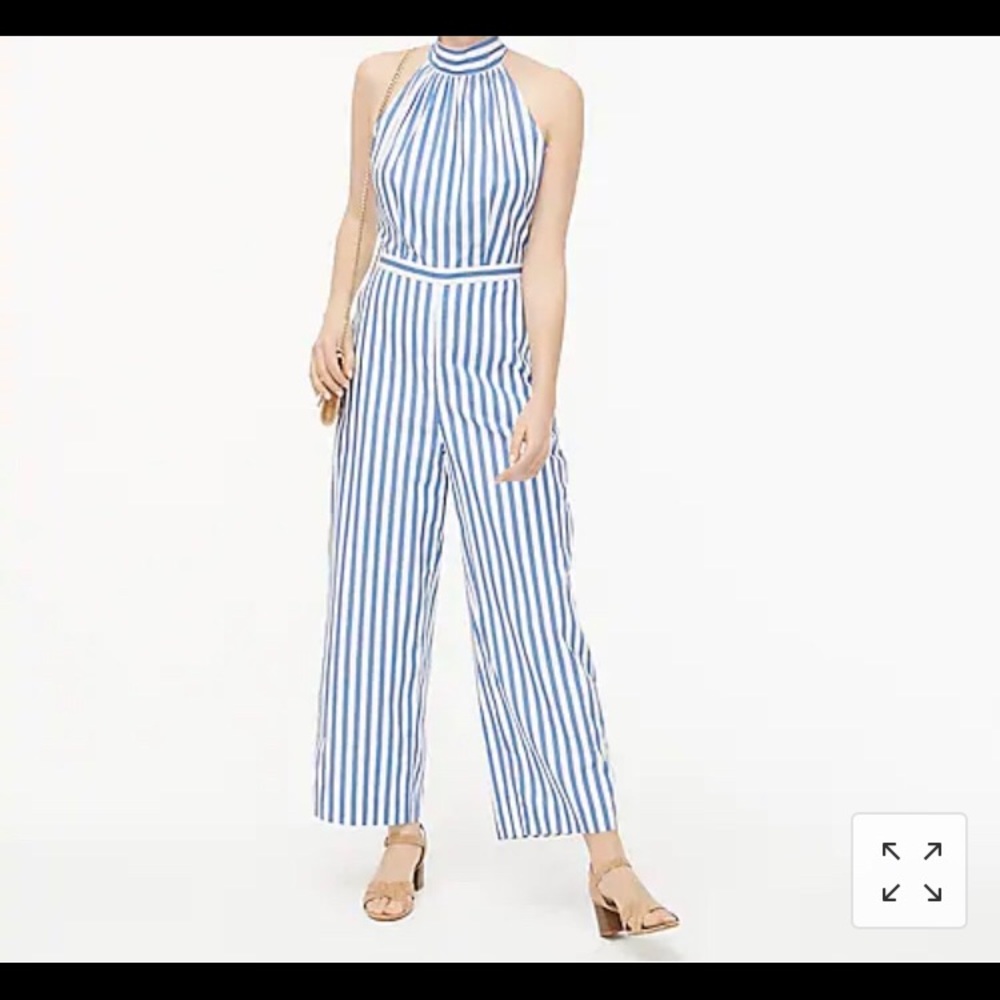 J Crew blue and white striped jumpsuit